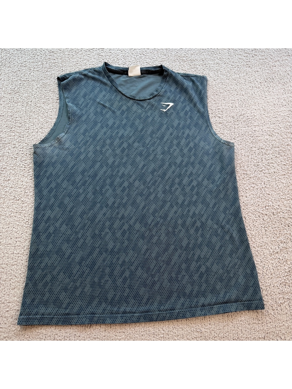Gymshark Men’s Large Blue Hex Camo Sleeveless Tank Top Muscle Gym Workout Shirt